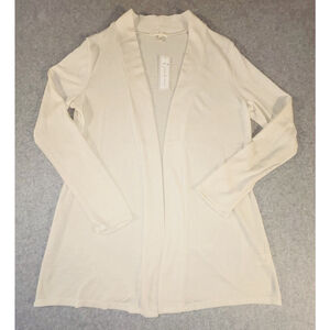 Joie de Vivre Womens Medium Cream Open Front Cardigan Lightweight Knit